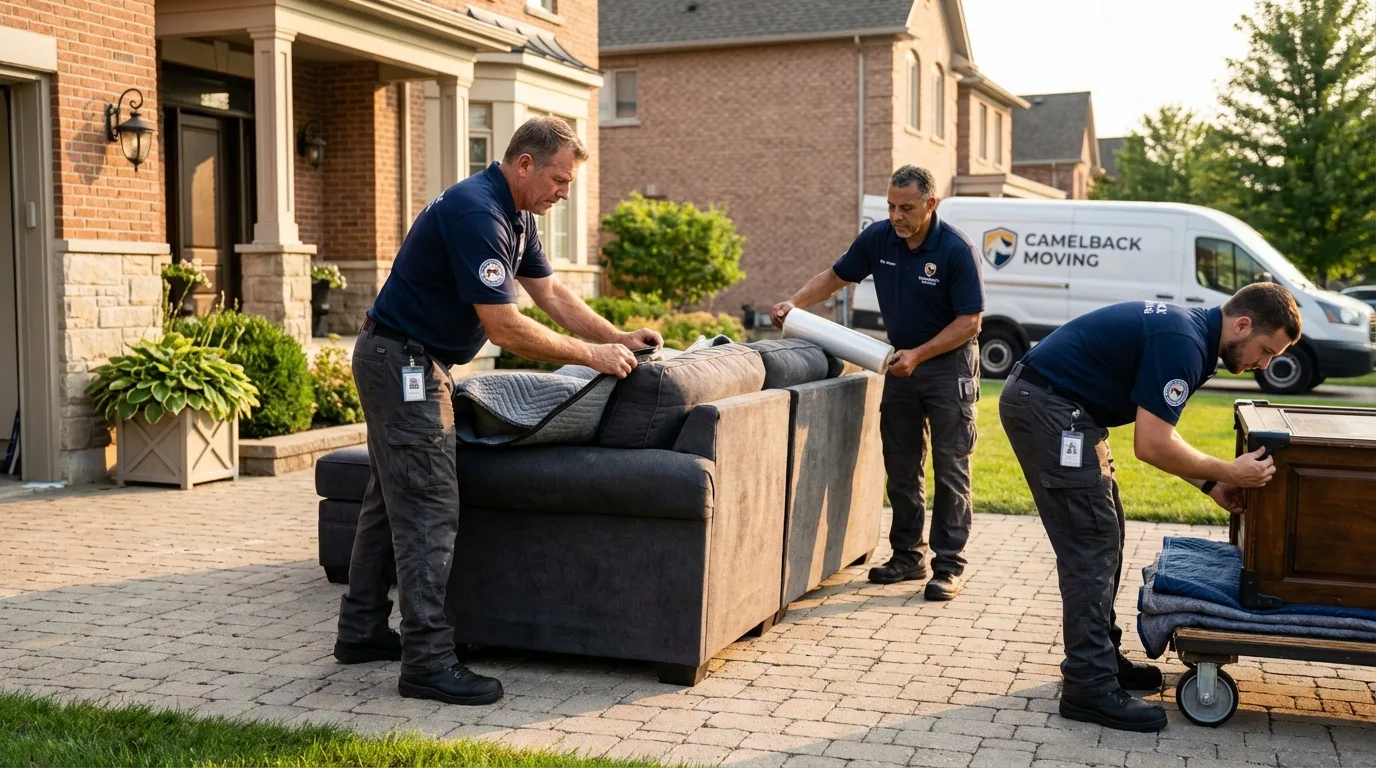 Large estate moving crew wrapping furniture in Barstow, CA